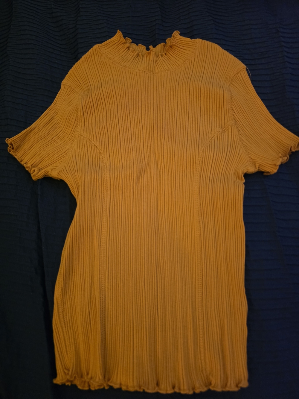 wild fable Ribbed Short-Sleeve Mock Neck Top in Mustard Yellow